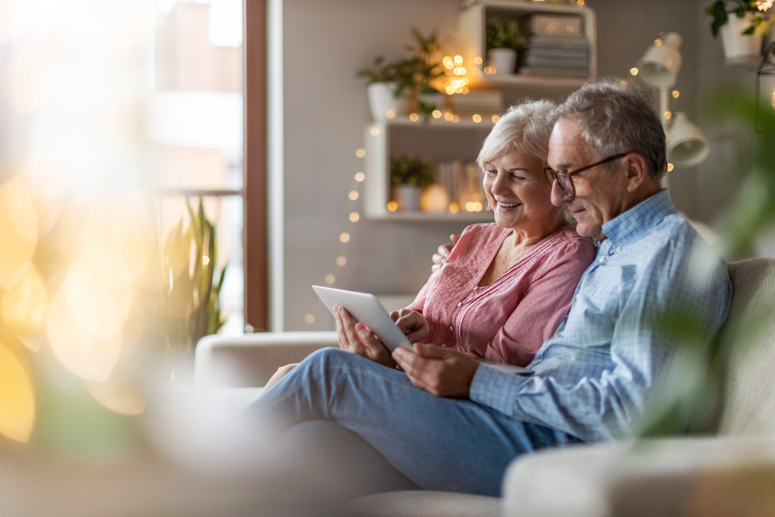 couple relaxing in comfortable home